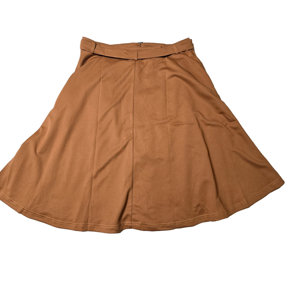 Tulip B Midi A-Line Skirt Belted Double Breasted Button Front & Pockets Large - Picture 4 of 7